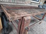 Vintage ! oude geleefde werkbank incl. bankschroef., Ophalen, Gebruikt, Bankschroef