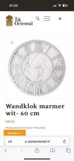 Marmer wit zilver 60x60x6cm xxl, Analoog, Wandklok, Zo goed als nieuw, Ophalen