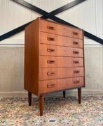 Hanbjerg Møbelfabrik Ladekast Teak Vintage, 5 laden of meer, 100 tot 150 cm, Highboard midboard retro, 50 tot 100 cm