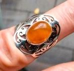 barnsteen ring maat 17,25, Sieraden, Tassen en Uiterlijk, Ringen, Verzenden, Nieuw, Oranje, 17 tot 18