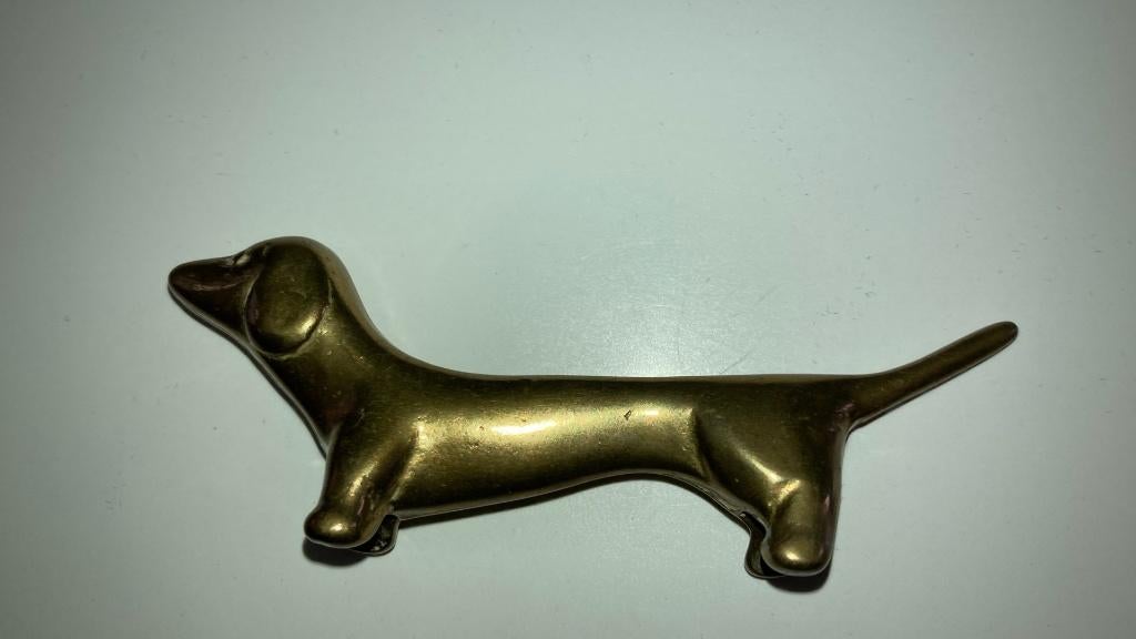 Messing Teckel Beeldje hond Messenlegger, Verzenden