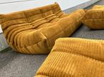 Okergeel Corduroy velours côtelé 3zit, 2zit, 1zit en poef, Ophalen of Verzenden, Cassina sede b&b italia knoll vitra ligne roset flos togo tecno