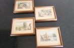 4 Engelse, miniatuur litho's, zeer decoratief, Ophalen of Verzenden