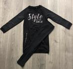 Zwarte set tuniek met zilveren opdruk bijpassende legging, Kinderen en Baby's, Ophalen of Verzenden, Zo goed als nieuw, Meisje