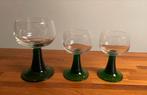 3 Roemer moezelglazen, groene voet, Verzamelen, Glas en Borrelglaasjes, Ophalen of Verzenden, Zo goed als nieuw, Overige typen
