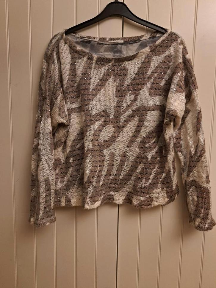 Witbeige fijngebreide trui , mt.S, Kleding | Dames, Tops, Zo goed als nieuw, Maat 36 (S), Overige kleuren, Lange mouw, Verzenden