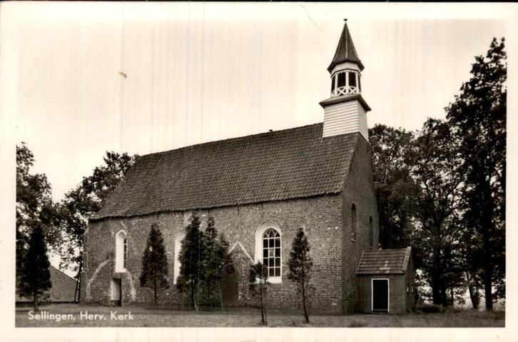 Sellingen- Kerk, Verzamelen, Ansichtkaarten | Nederland, Gelopen, Groningen, Voor 1920, Ophalen of Verzenden