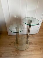 Dutch Originals Bijzettafel met Glazen Bladen, Minder dan 55 cm, Gebruikt, Rond, Glas