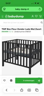 TWF Box Fleur zwart + matrasje, Ophalen, Zo goed als nieuw, Vierkant, In hoogte verstelbaar