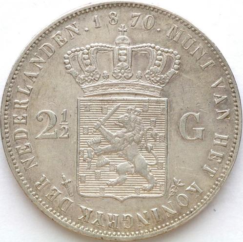 XntriQ-Coins - Zilveren rijksdaalder 1870 - Willem III (32), Postzegels en Munten, Munten | Nederland, Losse munt, 2½ gulden, Koning Willem III