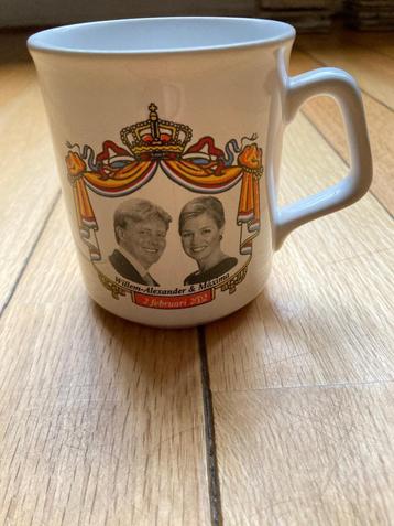 Mok beker Willem Alexander & Maxima 2 februari 2002 beschikbaar voor biedingen