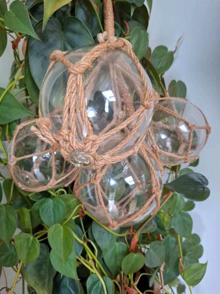 Glazen Macramé Ballen Decoratie, Verzamelen, Retro, Ophalen of Verzenden