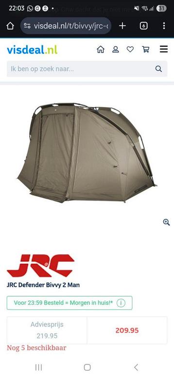 JRC Defender 2 Man Bivvy + Overwrap - Ruilen? beschikbaar voor biedingen