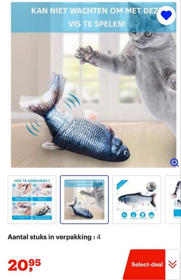 Kattenspeeltje plushen vis, reageert op aanraking, USB beschikbaar voor biedingen