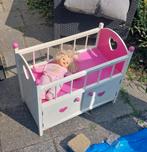 Houten poppen bed met 1 pop, Ophalen, Gebruikt