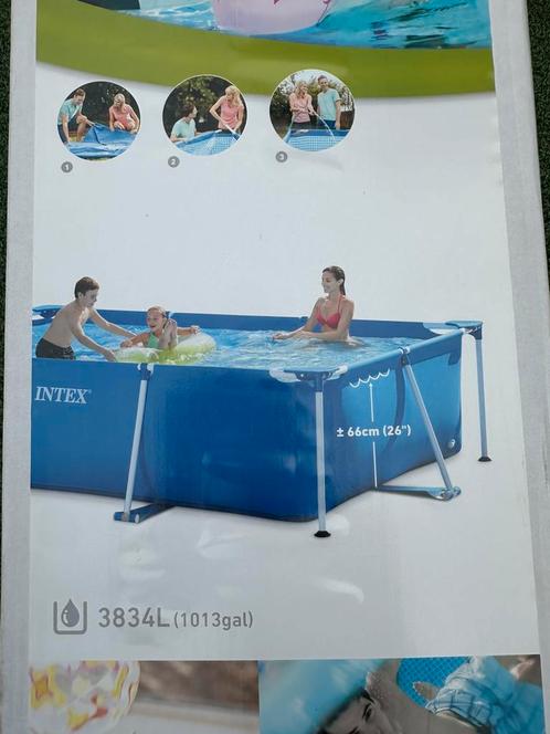 Zwembad in tuin - Intex opzetzwembad rechthoekig, Tuin en Terras, Zwembaden, Zo goed als nieuw, Opzetzwembad, Minder dan 80 cm