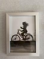 Aquarel vrouw op een fiets, Antiek en Kunst, Ophalen of Verzenden