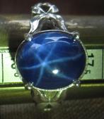 Stersaffier 5 karaat design zilver 925 ring, Ophalen, Blauw, Zo goed als nieuw, 17 tot 18