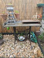 Unieke (oppot)tafel: Singer onderstel, zelfgemaakt blad, Ophalen, Gebruikt, Rechthoekig, 50 tot 100 cm