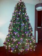 Zilver en paars kerstballen, hangers, piek en rok 183 items, Diversen, Kerst, Onbekend, Ophalen of Verzenden, Zo goed als nieuw