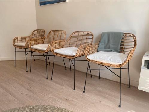 Eetkamerstoelen, Huis en Inrichting, Stoelen, Zo goed als nieuw, Vier, Metaal, Riet of Rotan, Overige materialen, Overige kleuren