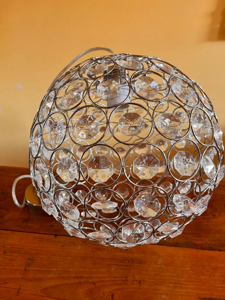 Filigrijn Hanglamp met Kristal Kralen, Huis en Inrichting, Lampen | Hanglampen, Zo goed als nieuw, Minder dan 50 cm, Metaal, Ophalen of Verzenden