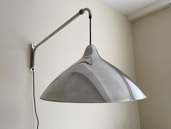 Vintage telescoop wandlamp, Lisa Johansson-pape, jaren ‘60, Huis en Inrichting, Lampen | Wandlampen, Gebruikt, Metaal, Ophalen of Verzenden