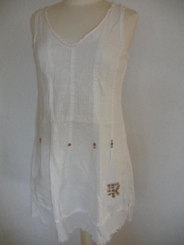 INDIAN ROSE zonnejurk jurk wit linnen maat S - nieuw -, Kleding | Dames, Jurken, Nieuw, Maat 38/40 (M), Wit, Onder de knie, Ophalen of Verzenden