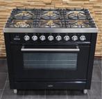 Luxe Fornuis Boretti 90cm hoogglans zwart rvs 6 pits, 60 cm of meer, Ophalen of Verzenden, Zo goed als nieuw, Energieklasse A of zuiniger