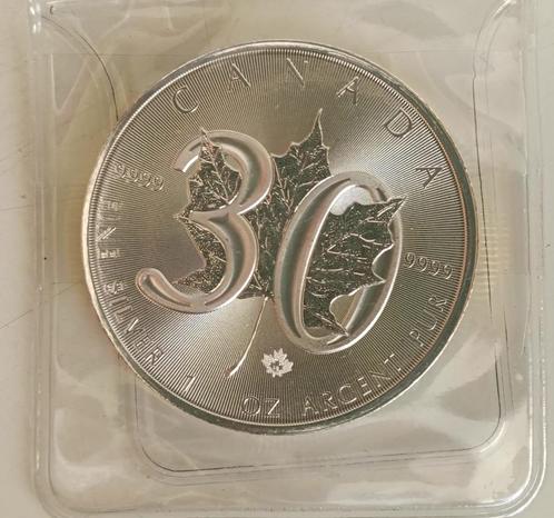Canadian Maple Leaf 30 jarig jubileum 1 oz 2018, Postzegels en Munten, Edelmetalen en Baren, Zilver, Ophalen of Verzenden