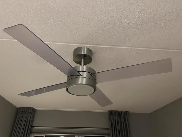 Jan des Bouvrie design Plafondventilator met LED/Halogeen, Huis en Inrichting, Lampen | Hanglampen, Zo goed als nieuw, 75 cm of meer