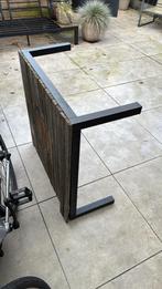 Houten tuintafel met metalen frame, Tuin en Terras, Ophalen of Verzenden, Gebruikt, Vierkant, Hout