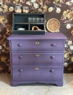 Brocante ladekast - commode - shabby chic - paars, Huis en Inrichting, Kasten | Ladekasten, Ophalen, 50 tot 100 cm, Zo goed als nieuw