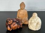 Houtsnijwerk e.a Boeddha beeldjes 1 koop, Ophalen of Verzenden