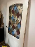 Houten deur glas in lood, Doe-het-zelf en Verbouw, Deuren en Horren, Ophalen, Gebruikt, 80 tot 100 cm, Binnendeur