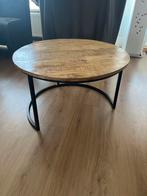 Ronde salon tafel - hout met stalen frame, Huis en Inrichting, Tafels | Salontafels, Ophalen, Gebruikt, Rond, 50 tot 100 cm