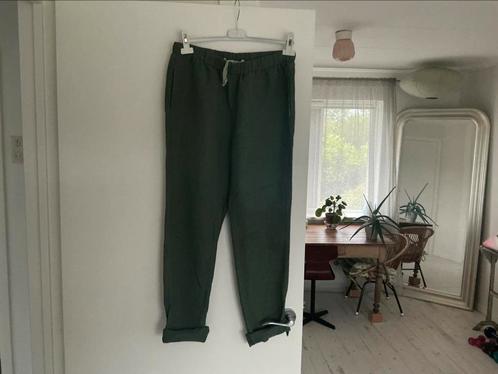 Humanoid prachtige groene broek linnenmix ZGAN, Kleding | Dames, Broeken en Pantalons, Zo goed als nieuw, Maat 36 (S), Groen, Lang