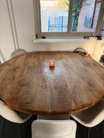 Ronde Mango Houten Eettafel - 150cm - Kruispoot, Huis en Inrichting, Tafels | Eettafels, Gebruikt, 100 tot 150 cm, Rond, Ophalen of Verzenden