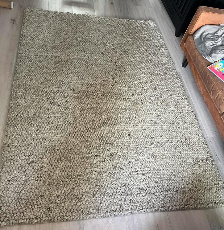 créme/ecru kleurig wollen vloerkleed 160x230 cm, Huis en Inrichting, Stoffering | Tapijten en Kleden, Zo goed als nieuw, 150 tot 200 cm
