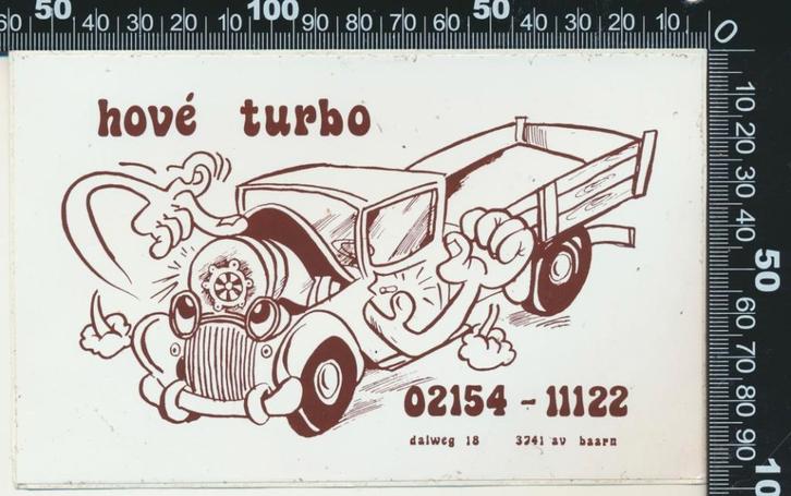 Sticker: Hove Turbo - Baarn, Verzamelen, Stickers, Zo goed als nieuw, Bedrijf of Vereniging, Ophalen of Verzenden