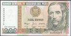 Peru bankbiljet 1000 Intis 1987, Pick 136b in UNC kwaliteit, Ophalen of Verzenden, Zuid-Amerika, Los biljet