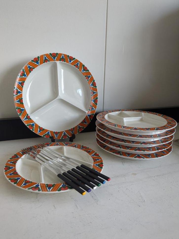 Complete Villeroy & Boch set voor fondue, Huis en Inrichting, Keuken | Servies, Gebruikt, Bord(en), Overige stijlen, Porselein