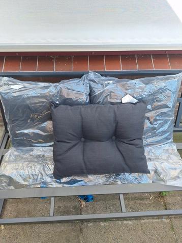 3 splinter nieuwe rugkussens voor een tuinbank, donkergrijs  beschikbaar voor biedingen