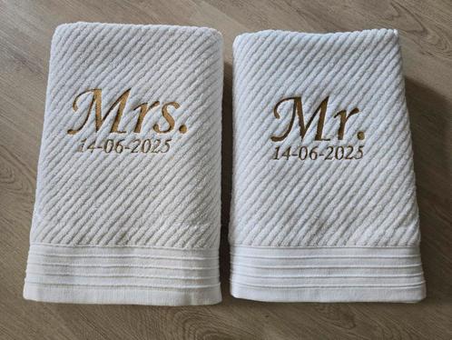 Handdoekenset Mr. & Mrs, bruidspaar, cadeau, trouwerij, Huis en Inrichting, Badkamer | Badtextiel en Accessoires, Nieuw, Handdoek