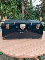 Antiek Art Deco Brocante stalen koffer kist blauw, Antiek en Kunst, Ophalen