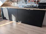 METOD keukenkasten zwart met EKBACKEN blad, Huis en Inrichting, Keuken | Keukenelementen, Ophalen, Zwart, 200 cm of meer, Minder dan 100 cm