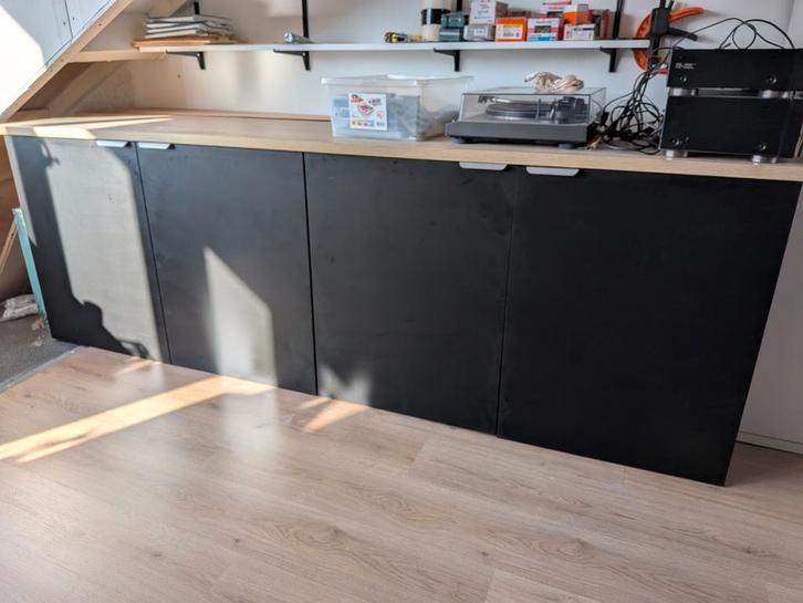 METOD keukenkasten zwart met EKBACKEN blad, Huis en Inrichting, Keuken | Keukenelementen, Minder dan 100 cm, 200 cm of meer, 50 tot 75 cm