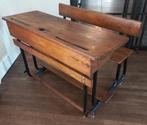 Retro vintage industrieel schoolbankje Franse lessenaar, Ophalen, Gebruikt