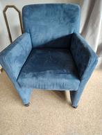 Blauwe fauteuil met stof, Minder dan 50 cm, Gebruikt, Minder dan 75 cm, Ophalen of Verzenden