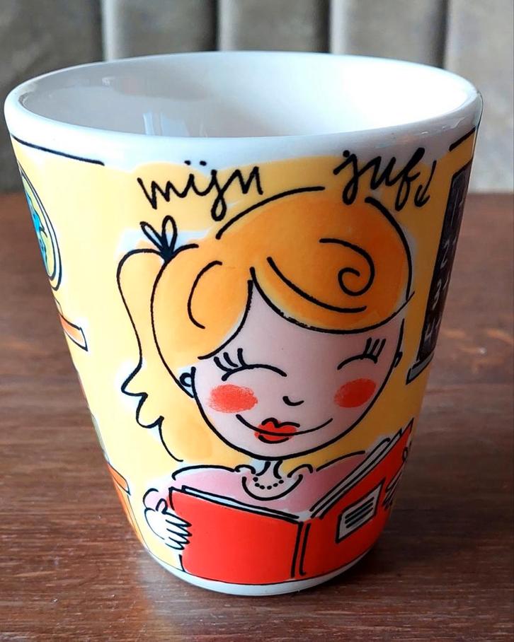 Blond Amsterdam Mok - Juf, Huis en Inrichting, Keuken | Servies, Gebruikt, Overige typen, Blond Amsterdam, Aardewerk, Ophalen of Verzenden